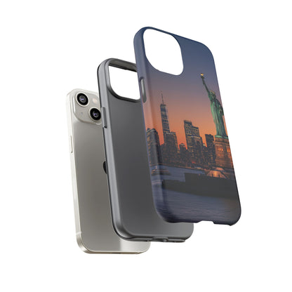 Statue of Liberty Sunset Phone Case – New York City Skyline Travel Aesthetic Tough Case