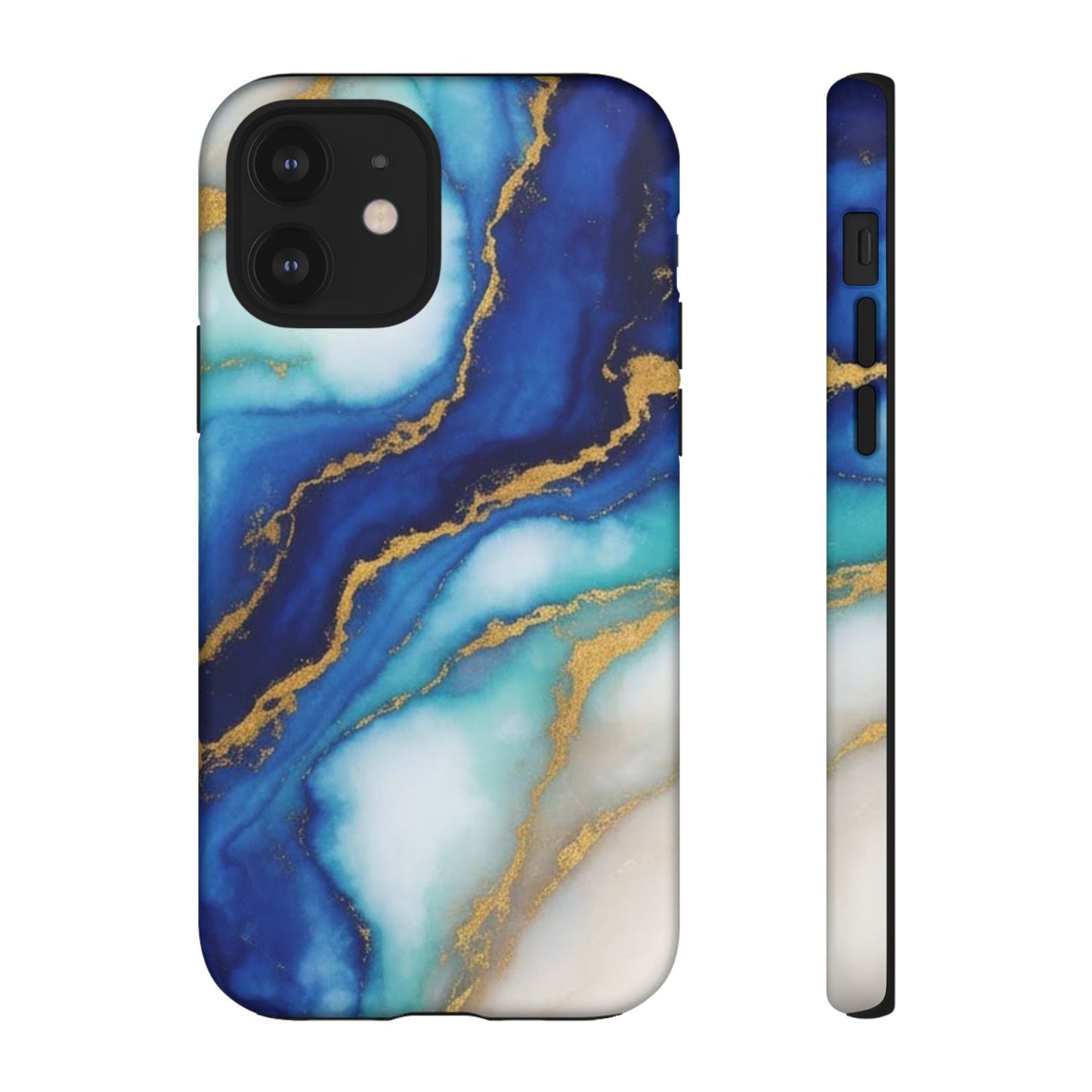 Blue & Gold Marble Phone Case – Luxury Resin Art Tough Case (iPhone, Samsung, Pixel)