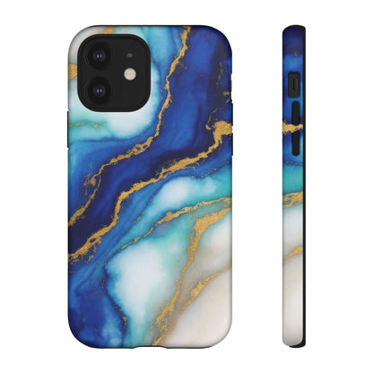 Blue & Gold Marble Phone Case – Luxury Resin Art Tough Case (iPhone, Samsung, Pixel)