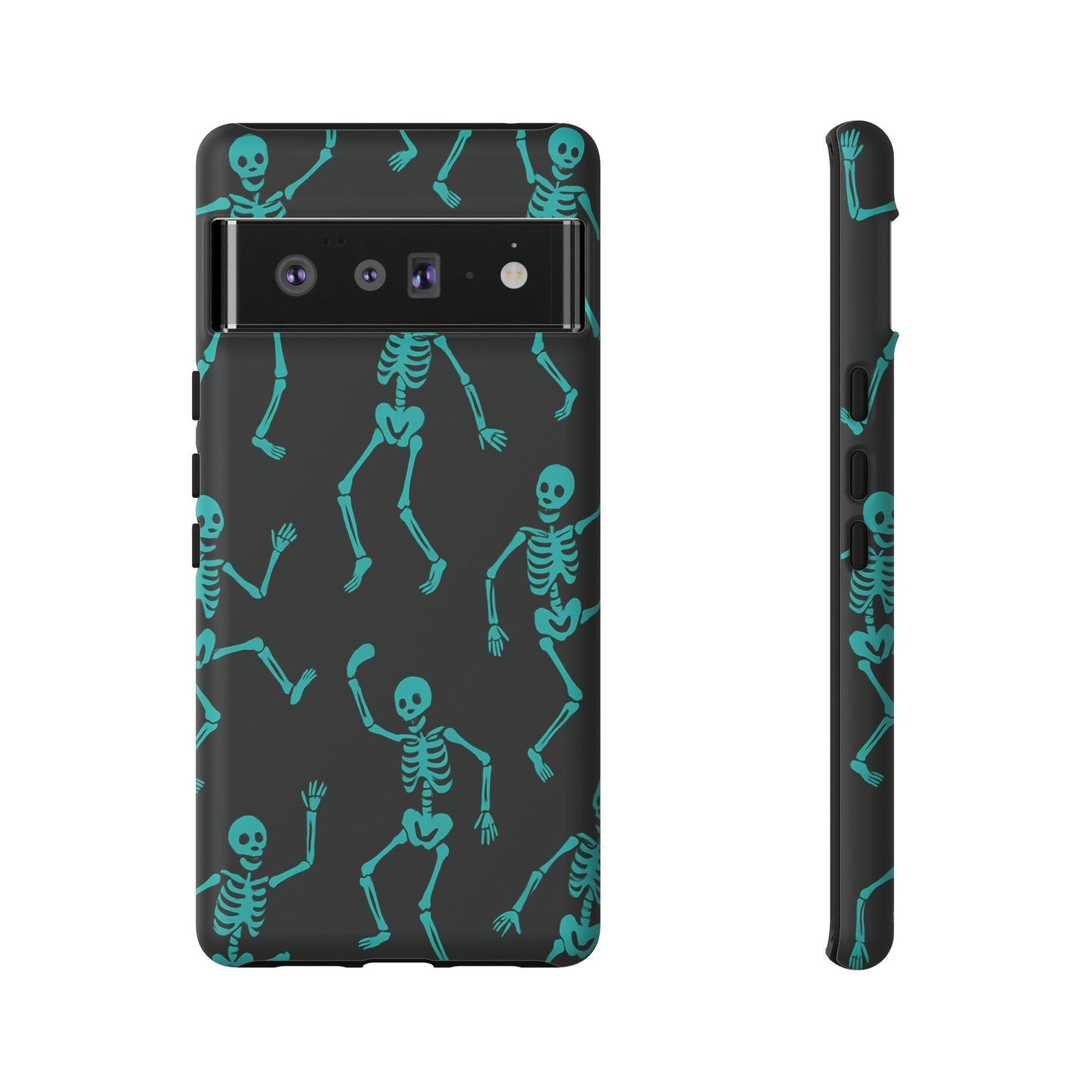 Dancing Teal Skeletons Phone Case | Tough Protective Case for Iphone, Samsung Galaxy and Pixel