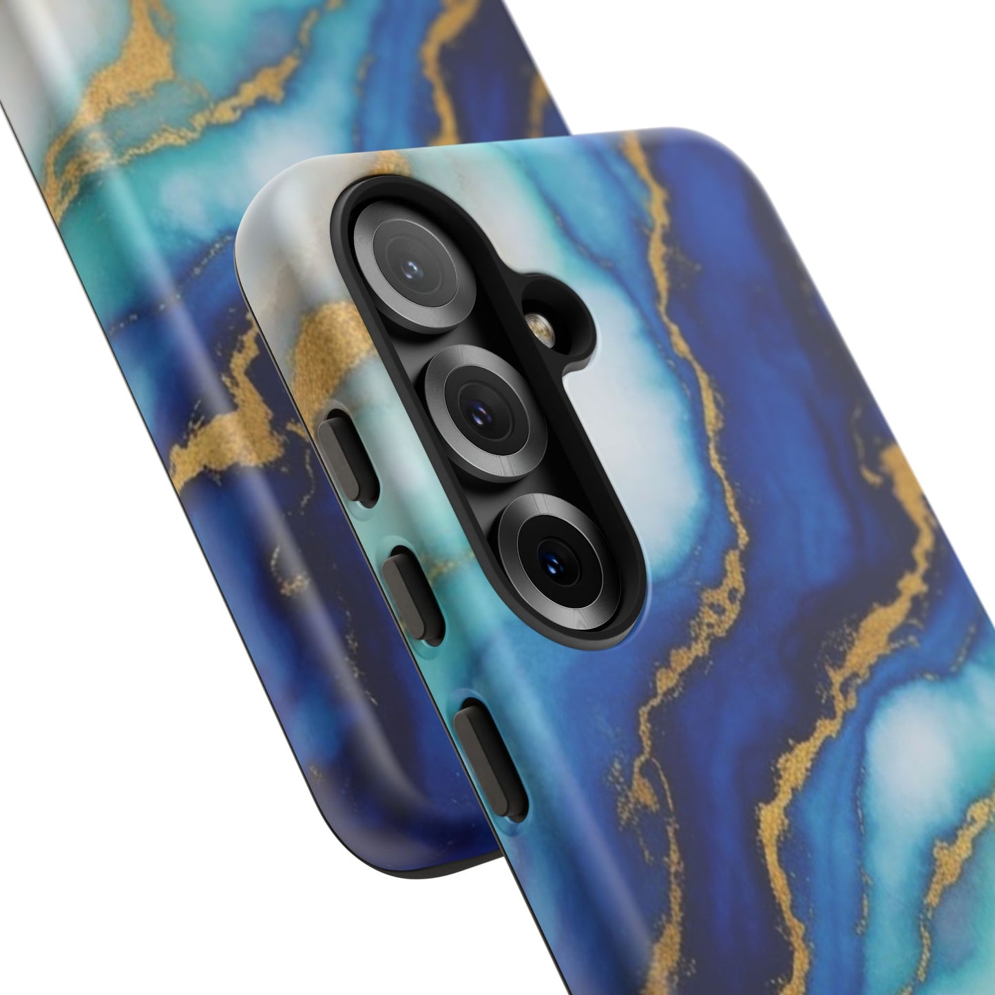 Blue & Gold Marble Phone Case – Luxury Resin Art Tough Case (iPhone, Samsung, Pixel)