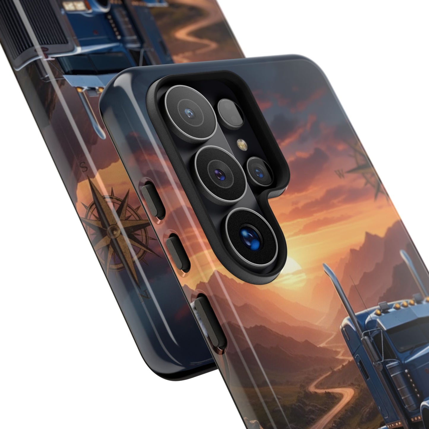 Semi Truck Sunset Phone Case | Trucker Gift | Diesel Truck Highway Road iPhone & Samsung Tough Protective Case