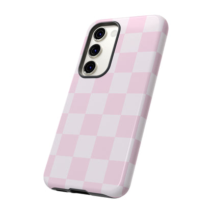 Light Pink Checkerboard Phone Case | Pastel Aesthetic Checkered iPhone & Samsung Tough Case