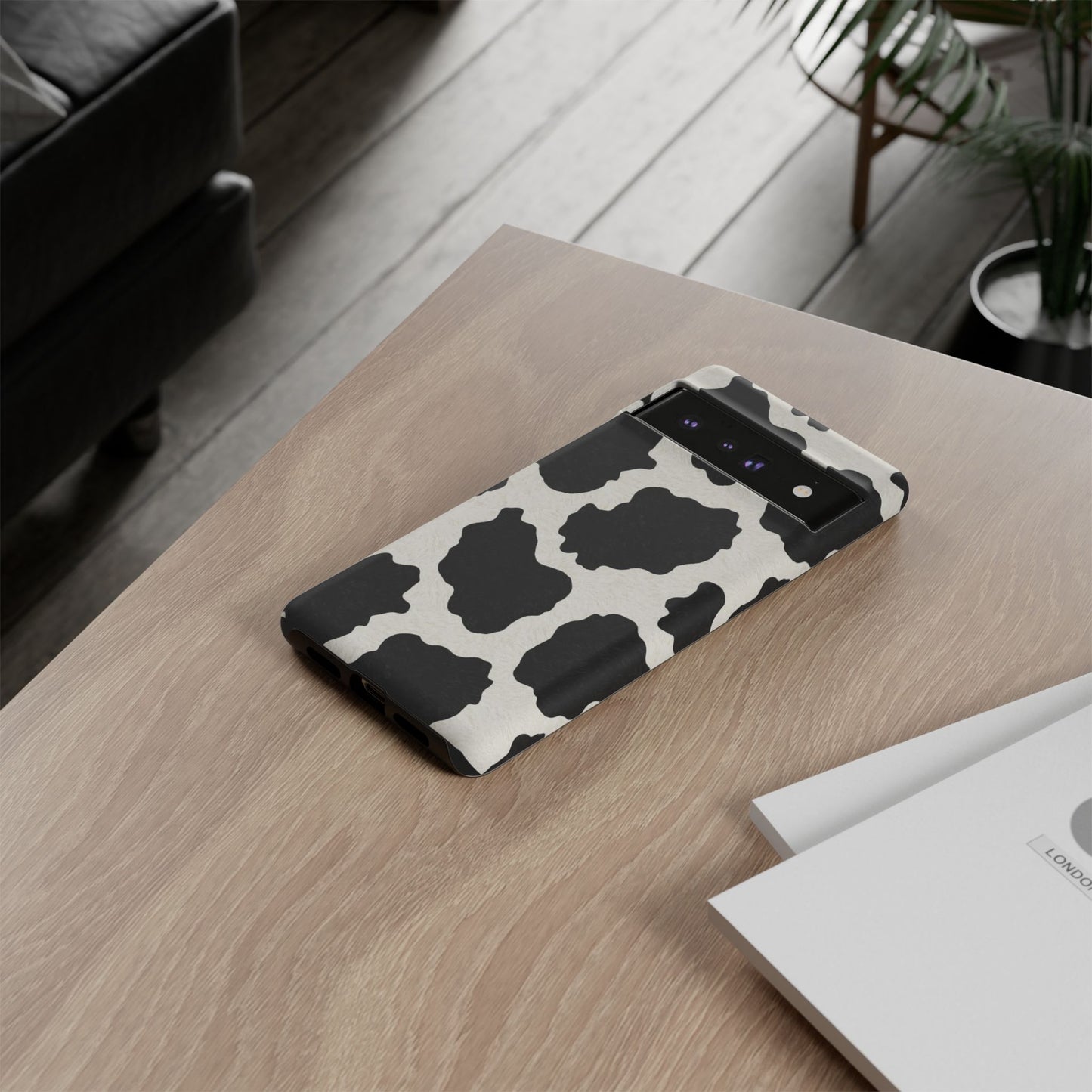 Black & White Cow Print Phone Case | Aesthetic Tough Protective Case