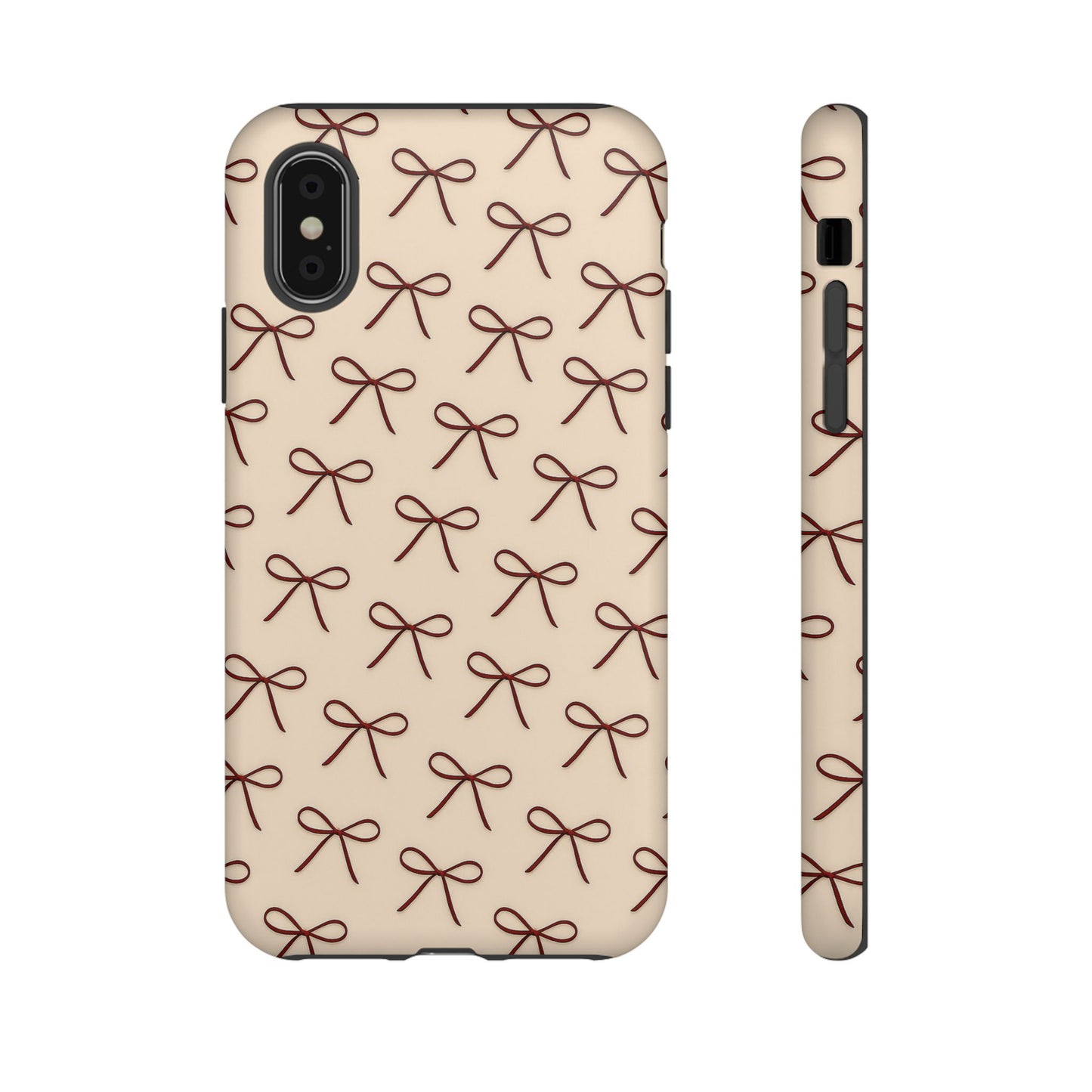 Coquette Bow Phone Case | Neutral Beige Aesthetic iPhone & Samsung Tough Case