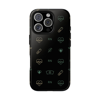 RN Nurse Phone Case – Minimal Medical Icon Pattern Healthcare Worker Tough Case