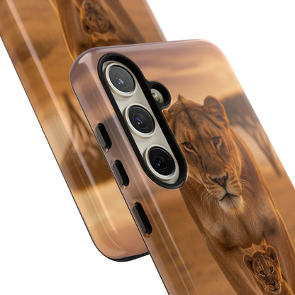 Lioness & Cub Phone Case | Safari Wildlife Tough Case for iPhone & Samsung