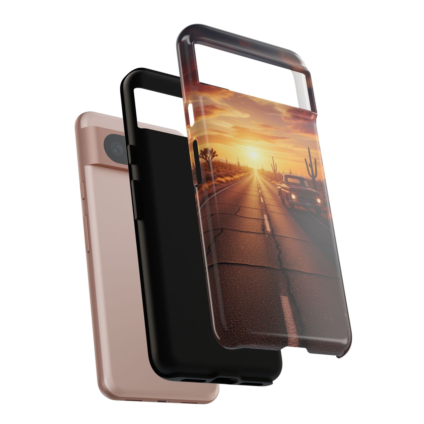 Route 66 Sunset Desert Highway Phone Case – Road Trip Travel Aesthetic Tough Case