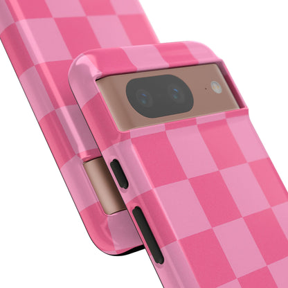 Pink Checkerboard Phone Case | Cute Aesthetic Checkered iPhone & Samsung Tough Case