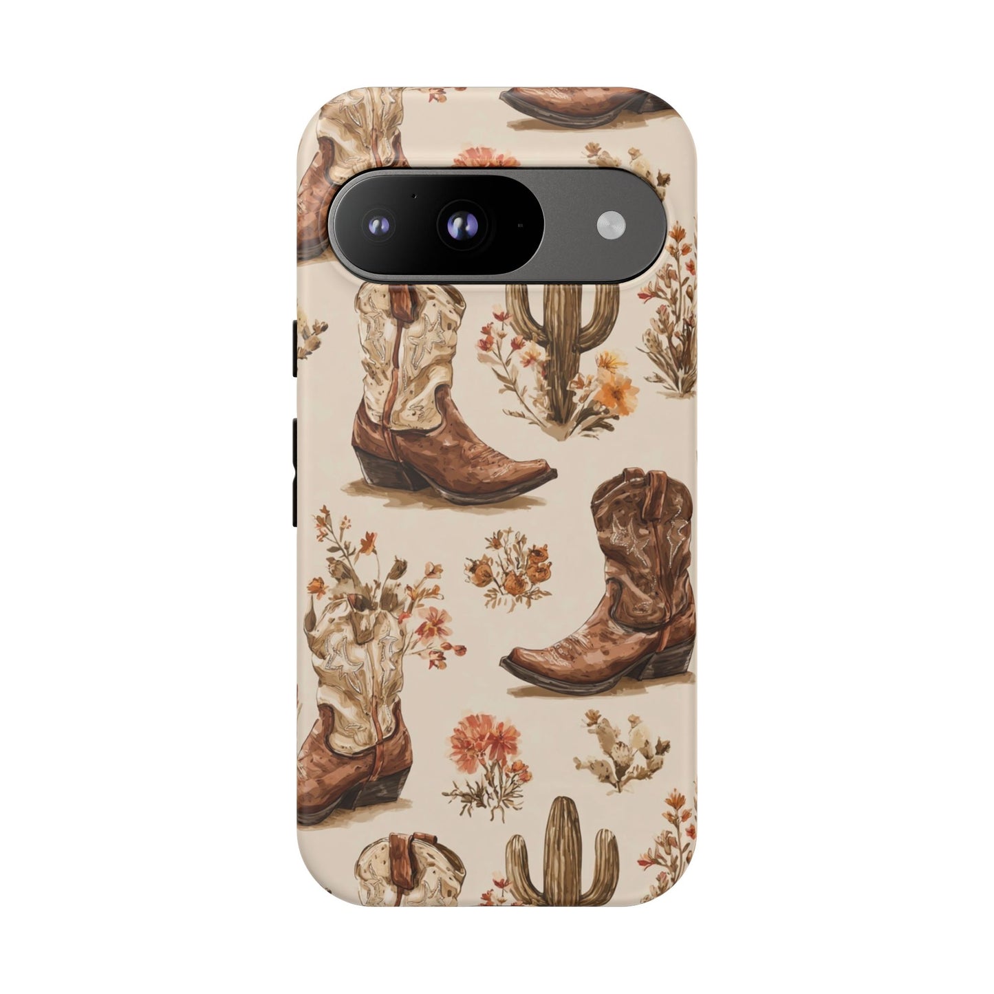 Cowboy Boots Western Phone Case Rustic Cowgirl Cactus Floral iPhone Samsung Pixel