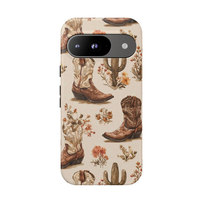 Cowboy Boots Western Phone Case Rustic Cowgirl Cactus Floral iPhone Samsung Pixel