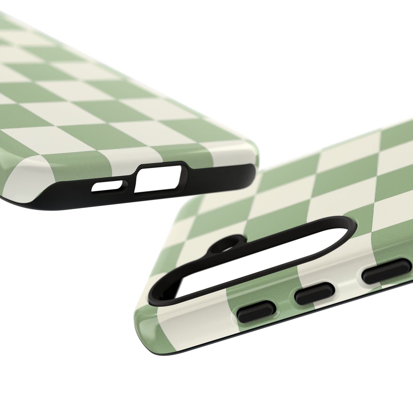 Sage Green Checkerboard Phone Case | Minimal Aesthetic Tough Case