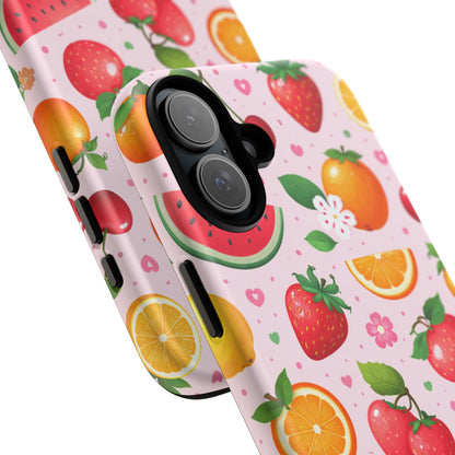 Fruit Phone Case – Tough Shockproof, Strawberry Cherry Citrus Summer Design for Iphone, Samsung Galaxy and Pixel