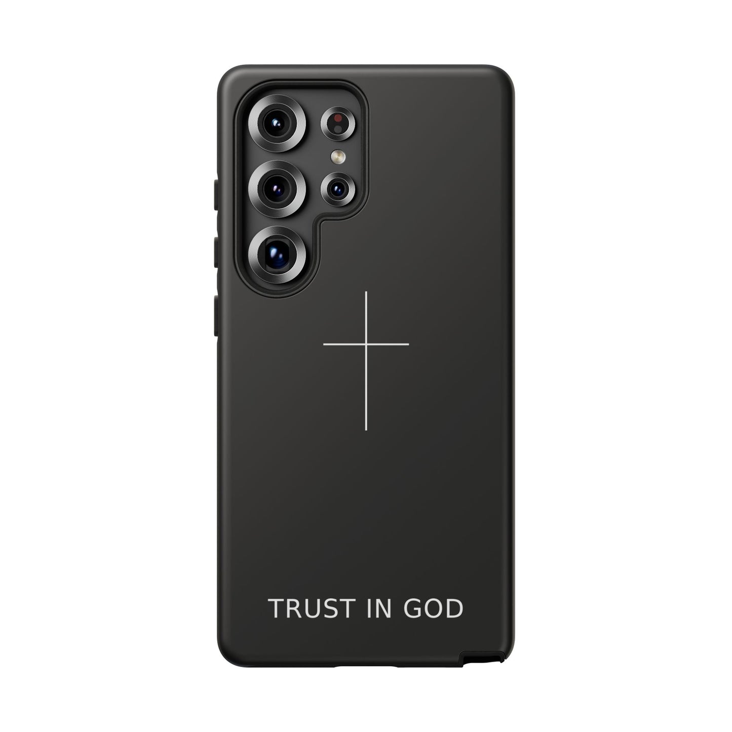 Trust in God Phone Case Minimal Cross Christian Black Tough Cover