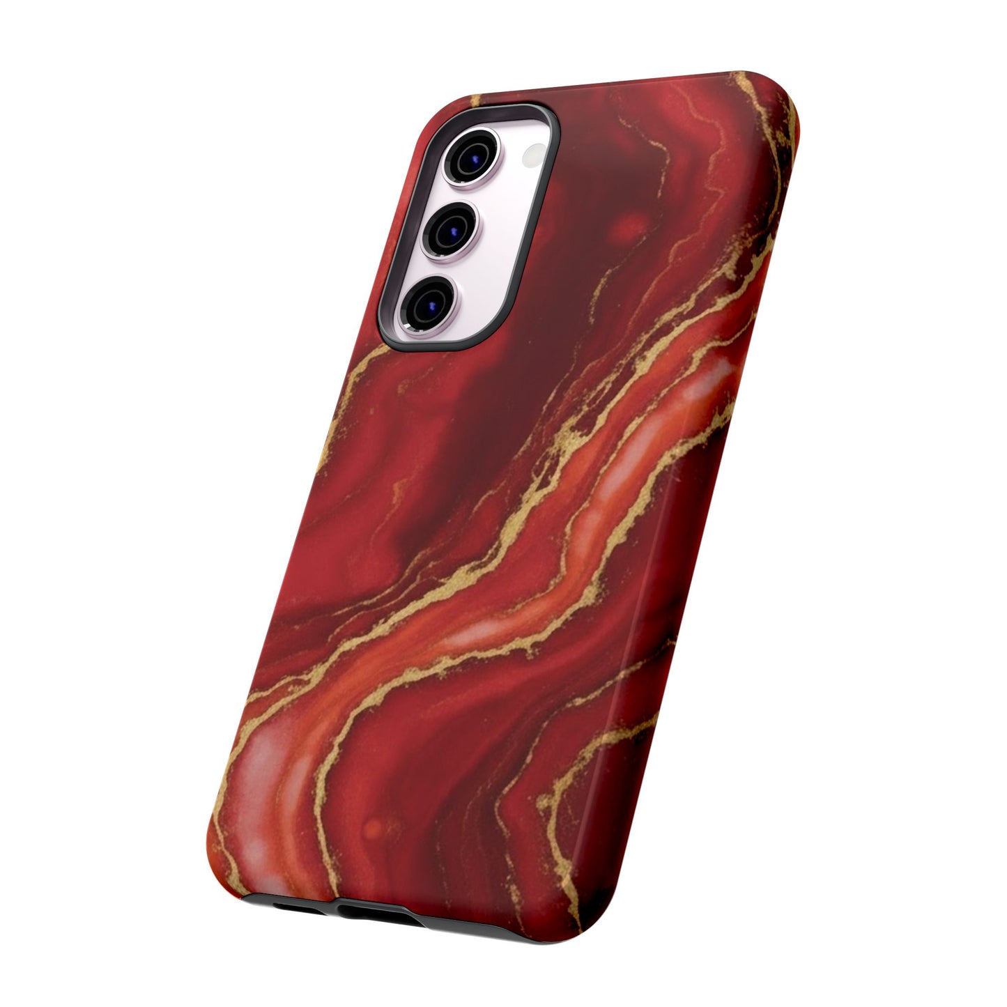 Red Agate Marble Phone Case with Gold Veins – Luxury Tough iPhone & Samsung Case