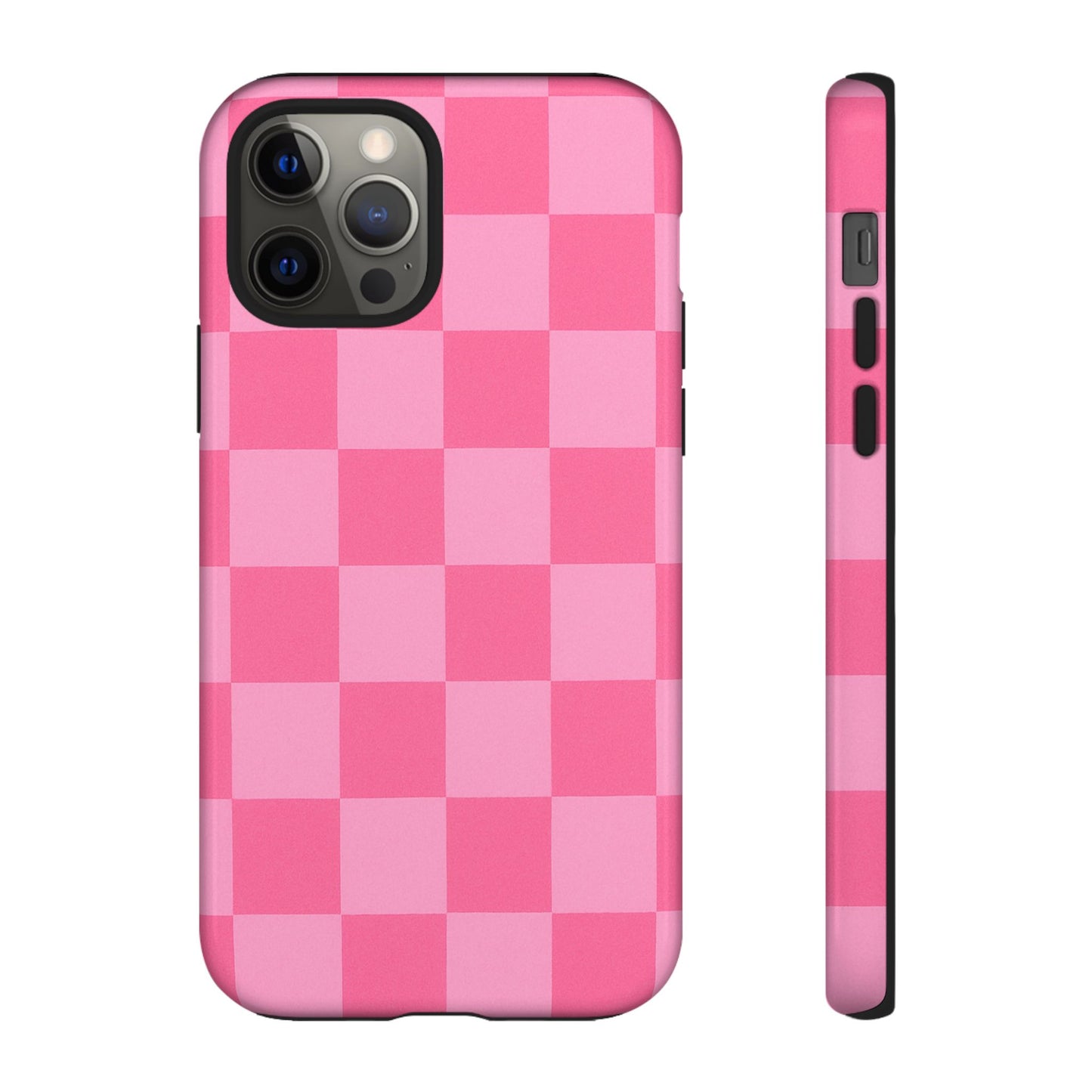 Pink Checkerboard Phone Case – Cute Aesthetic Tough Case for iPhone & Samsung