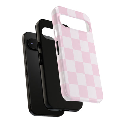 Light Pink Checkerboard Phone Case | Pastel Aesthetic Checkered iPhone & Samsung Tough Case