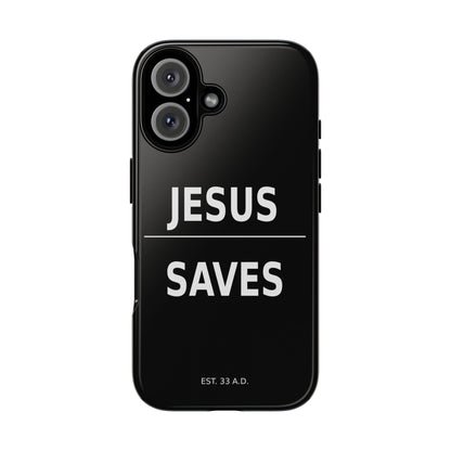 Jesus Saves Phone Case Christian Religious Minimalist Black Tough Cover