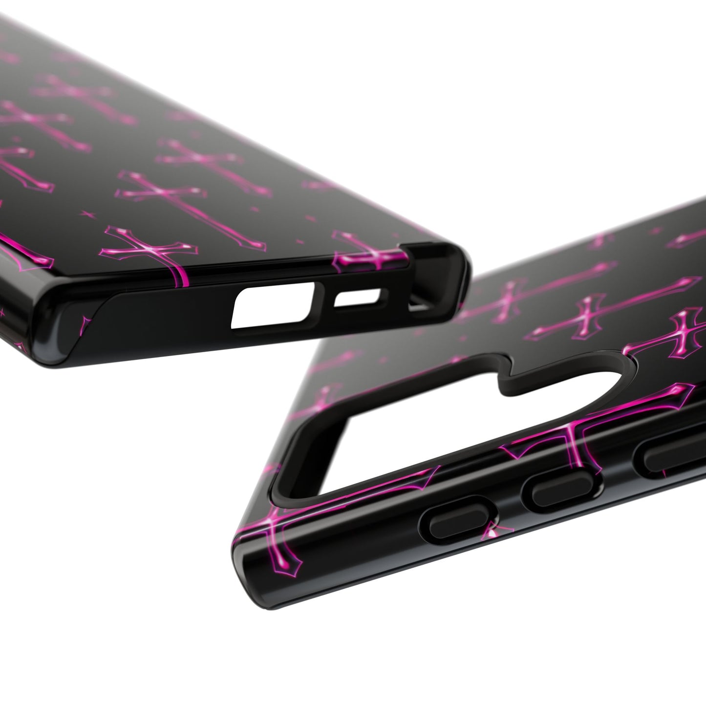 Neon Pink Cross Pattern Phone Case | Tough Protective Case for Iphone, Samsung Galaxy and Pixel