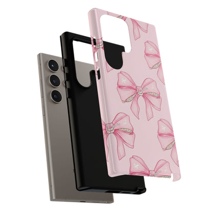 Pink Bow Pattern Phone Case | Coquette Aesthetic Tough Protective Case