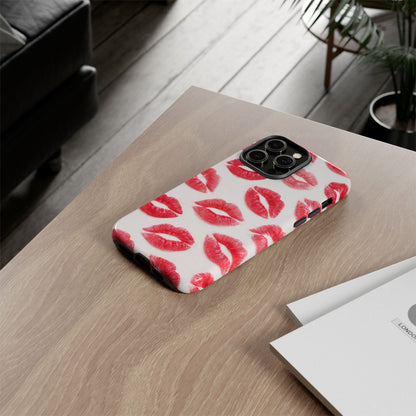 Red Lipstick Kiss Phone Case – Sexy Lip Print Pattern Tough Protective Cover