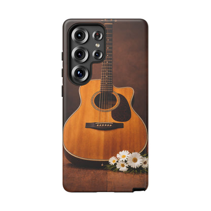 Acoustic Guitar Daisy Phone Case | Rustic Music Lover Tough Cover