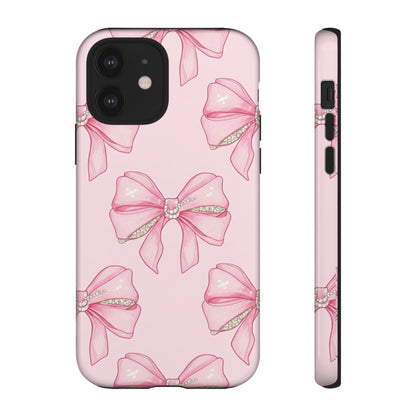 Pink Bow Pattern Phone Case | Coquette Aesthetic Tough Protective Case