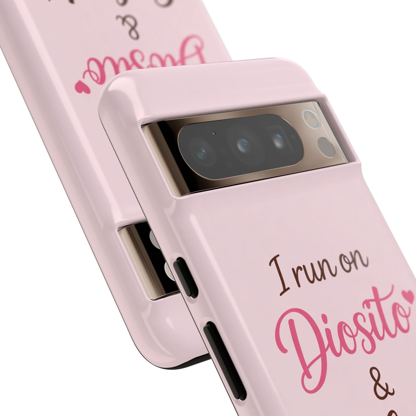 I Run on Diosito y Cafecito Phone Case, Pink Aesthetic Latina Faith Coffee Case, Girly Protective iPhone Samsung Cover