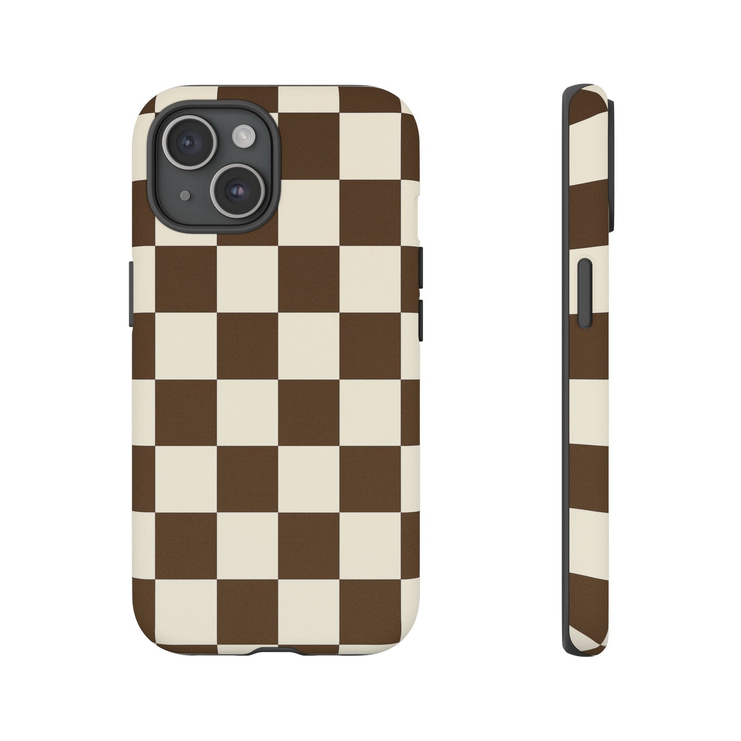 Mocha Checkerboard Phone Case | Neutral Aesthetic Tough Case