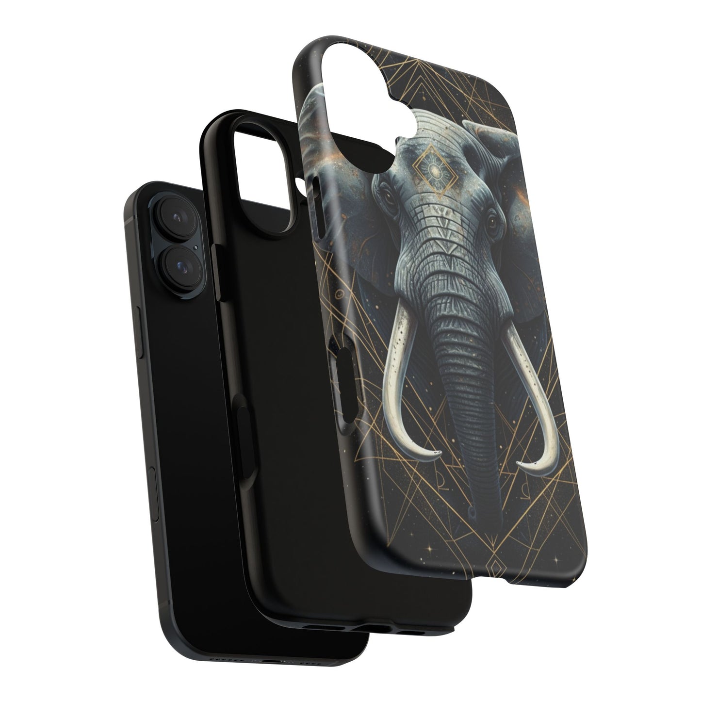 Elephant Mandala Phone Case – Black and Gold Spiritual Elephant Tough Protective Case