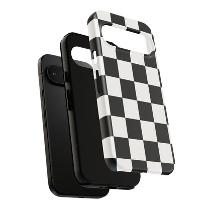 Black & White Checkerboard Phone Case – Classic Aesthetic Tough Protective Case