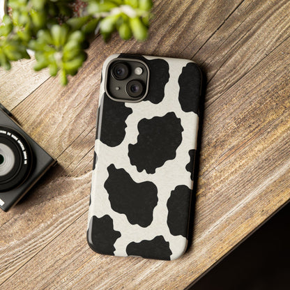 Black & White Cow Print Phone Case | Western Aesthetic iPhone & Samsung Tough Case