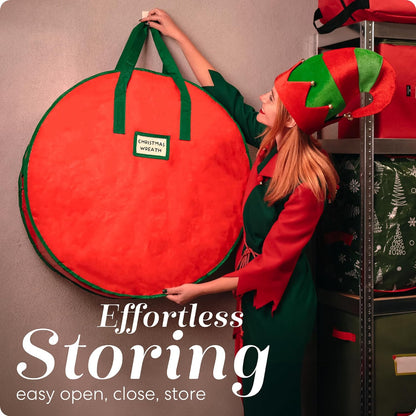 Christmas Wreath Storage Bag - 2-PACK - Durable, Tarp Material, Zipper, Sturdy Carry Handle, Dust, Pest Protection - Ideal Home, Garage Organization for Holiday Wreath Decoration. (30")