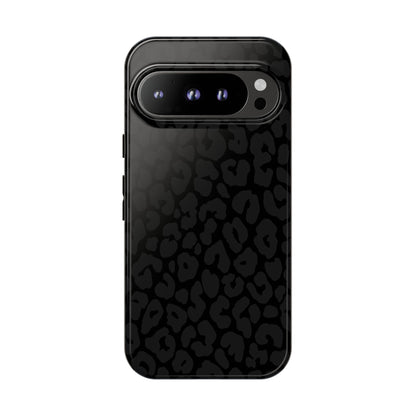 Black Leopard Phone Case | Black on Black Leopard Print Tough iPhone & Samsung Case | Matte or Glossy Protective Cover