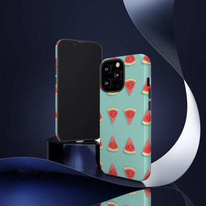 Watermelon Phone Case – Pastel Blue Summer Fruit Tough Case (iPhone, Samsung, Pixel)