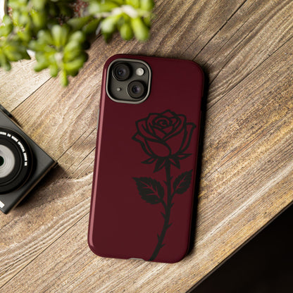 Black Rose Burgundy iPhone Case | Dark Aesthetic Shockproof Protective Cover