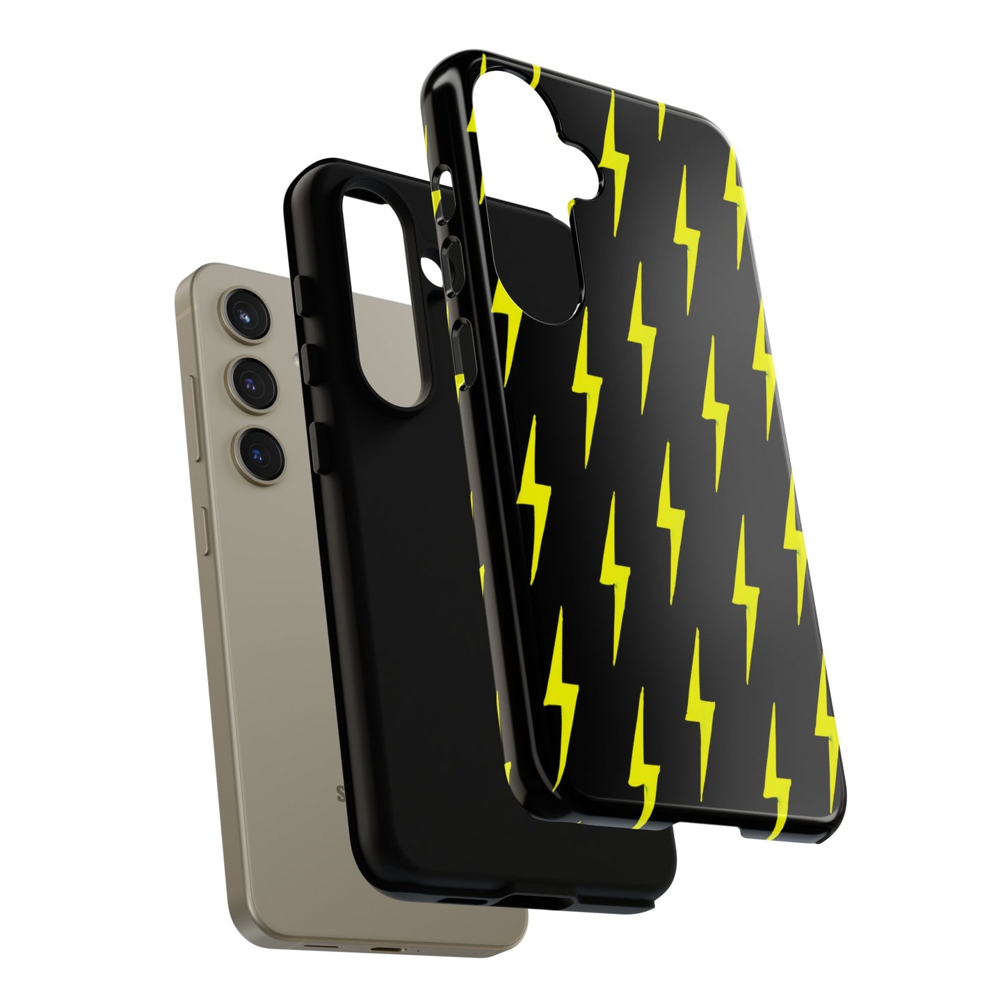Yellow Lightning Bolt Tough Phone Case | Bold Electric Pattern Case for Iphone, Samsung Galaxy and Pixel