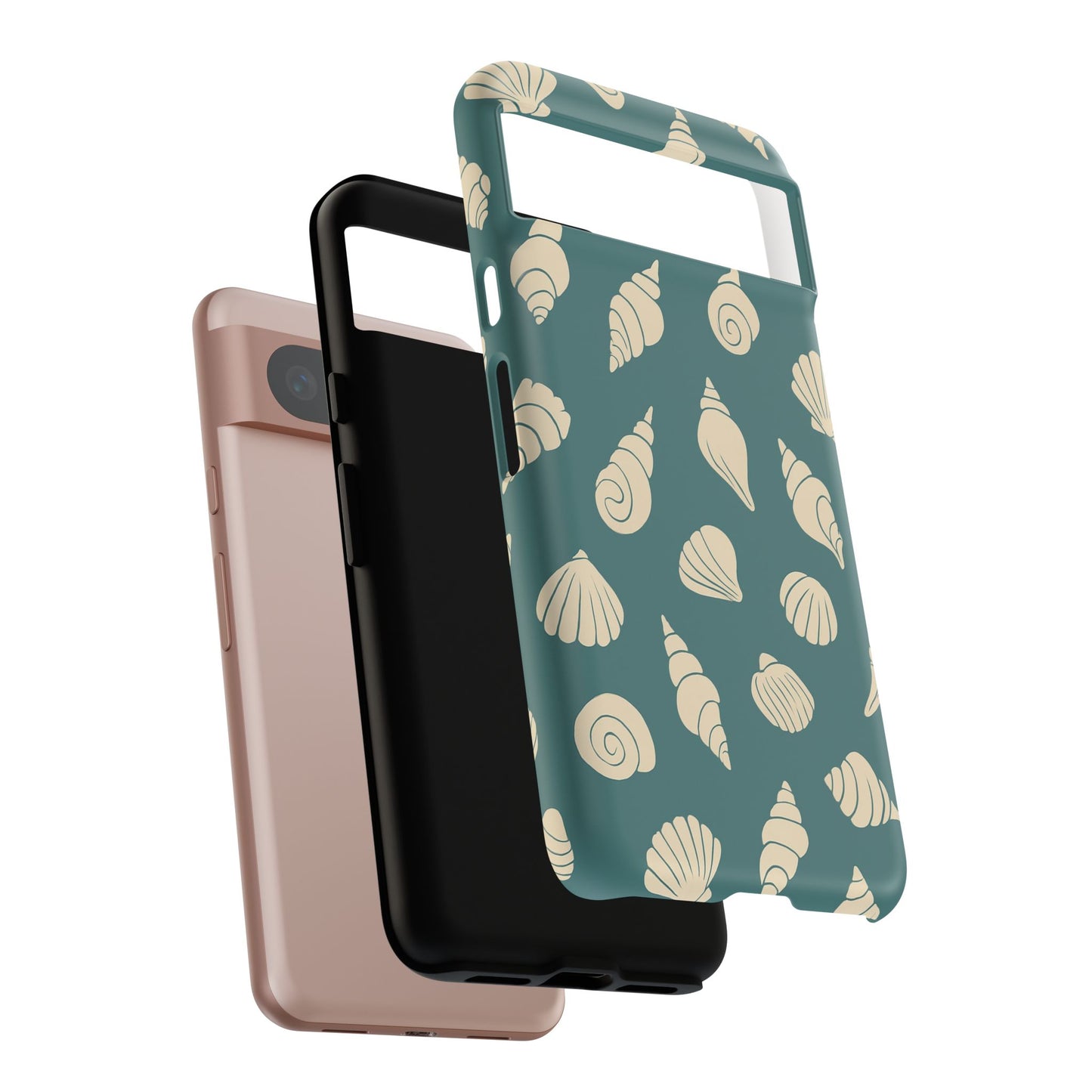 Seashell Pattern Phone Case | Teal Coastal Shells Tough Case for Iphone, Samsung Galaxy and Pixel