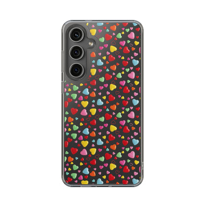 Colorful Heart Clear Phone Case | Impact-Resistant Valentine Aesthetic Case