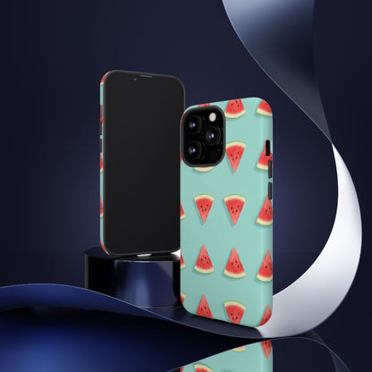 Watermelon Phone Case – Pastel Blue Summer Fruit Tough Case (iPhone, Samsung, Pixel)