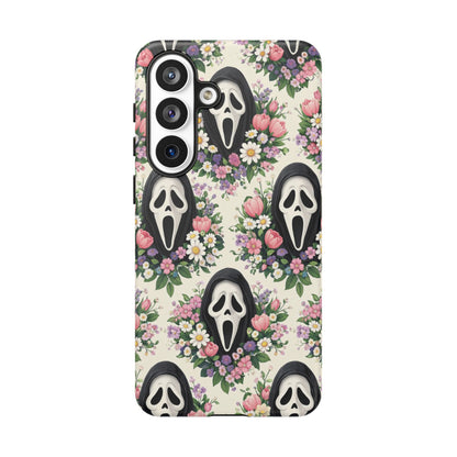 Floral Ghost Face Aesthetic Phone Case – Cute Spooky Tough Cover