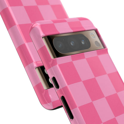 Pink Checkerboard Phone Case – Cute Aesthetic Tough Case for iPhone & Samsung