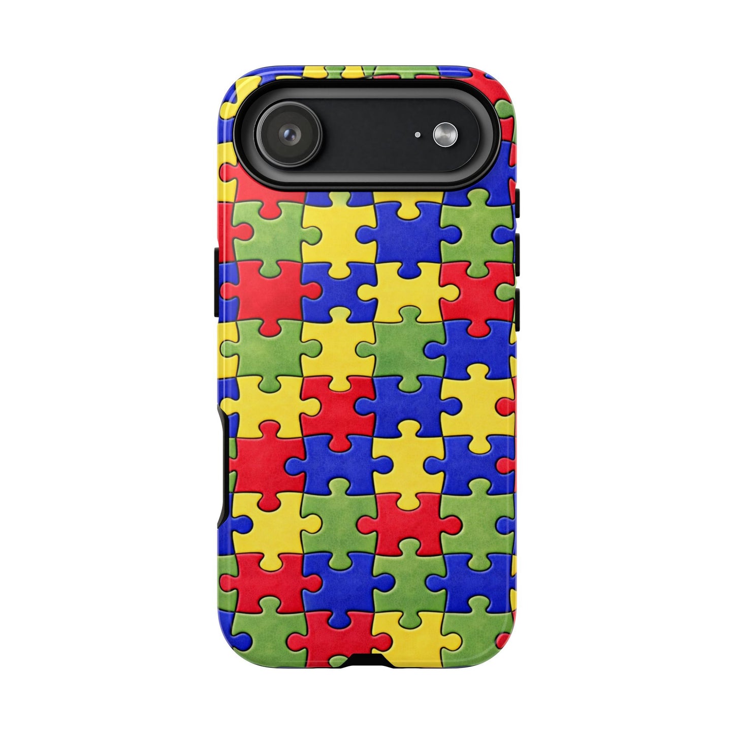 Colorful Puzzle Phone Case, Autism Awareness Jigsaw Design, Tough Protective Case, iPhone & Samsung Case, Vibrant Puzzle Pattern