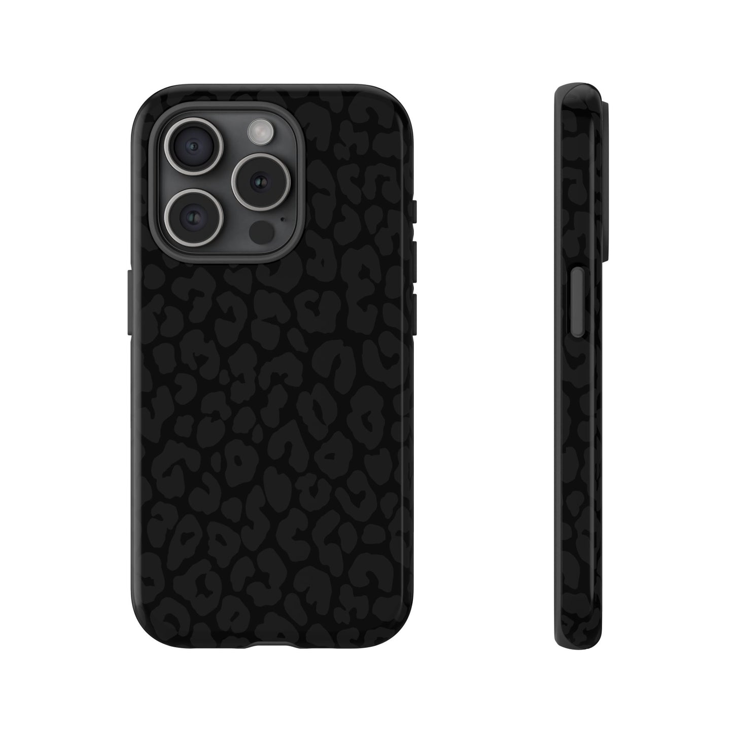 Black Leopard Phone Case | Black on Black Leopard Print Tough iPhone & Samsung Case | Matte or Glossy Protective Cover