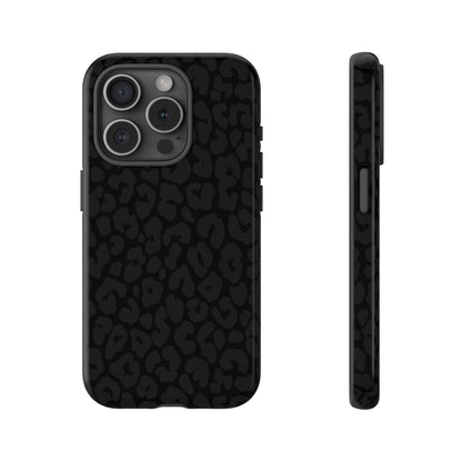 Black Leopard Phone Case | Black on Black Leopard Print Tough iPhone & Samsung Case | Matte or Glossy Protective Cover