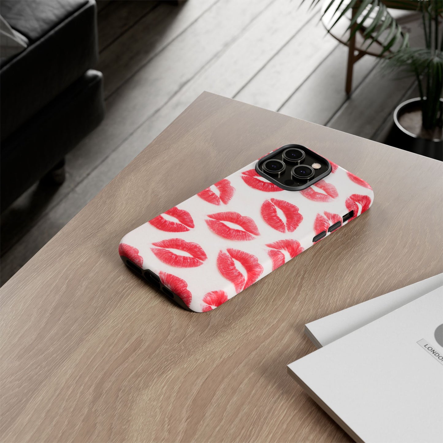 Red Lipstick Kiss Phone Case – Sexy Lip Print Pattern Tough Protective Cover