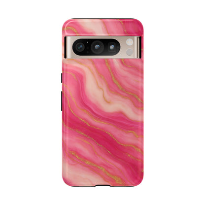 Pink Marble Phone Case | Rose Gold Swirl Aesthetic Tough Protective Case