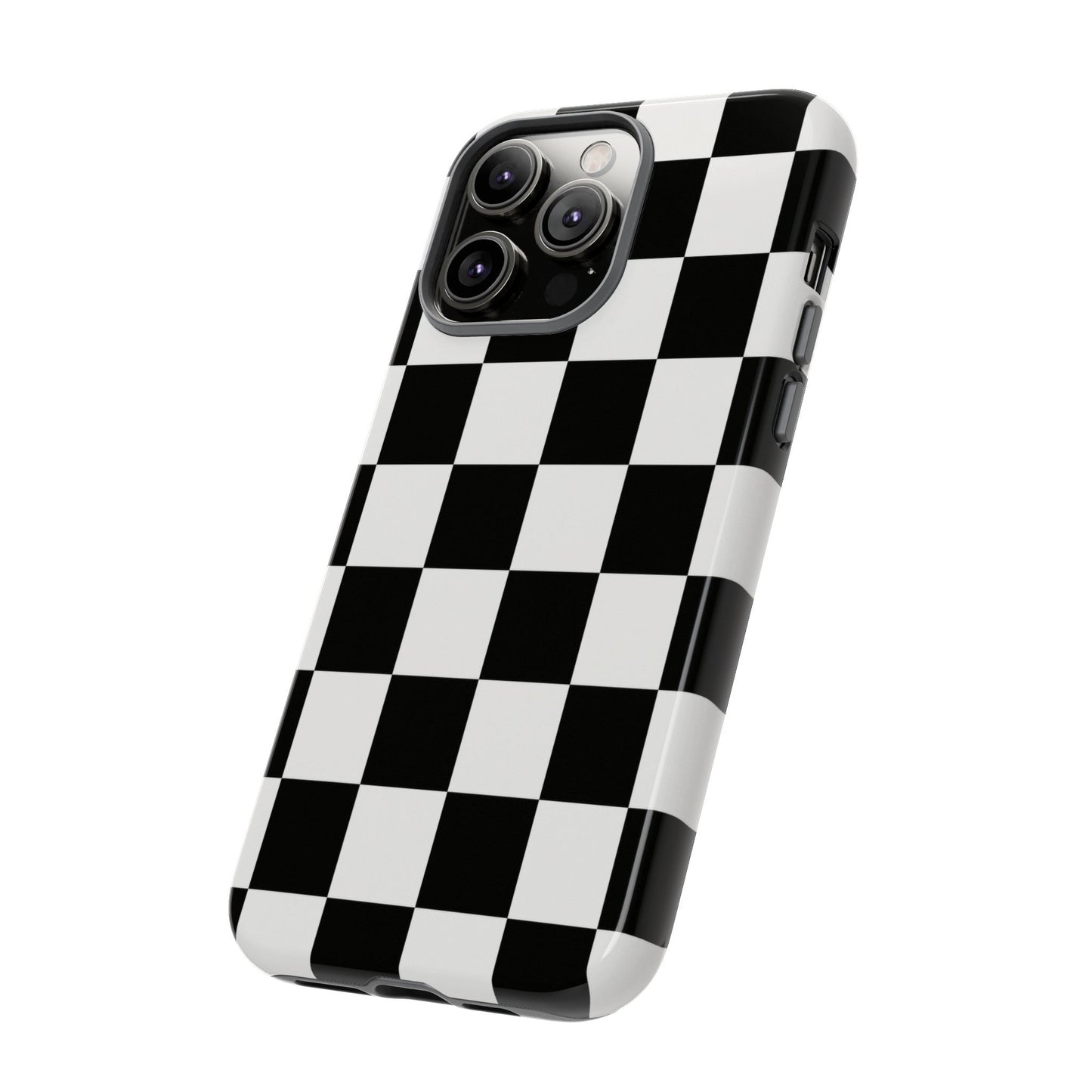 Black & White Checkerboard Phone Case – Classic Aesthetic Tough Protective Case