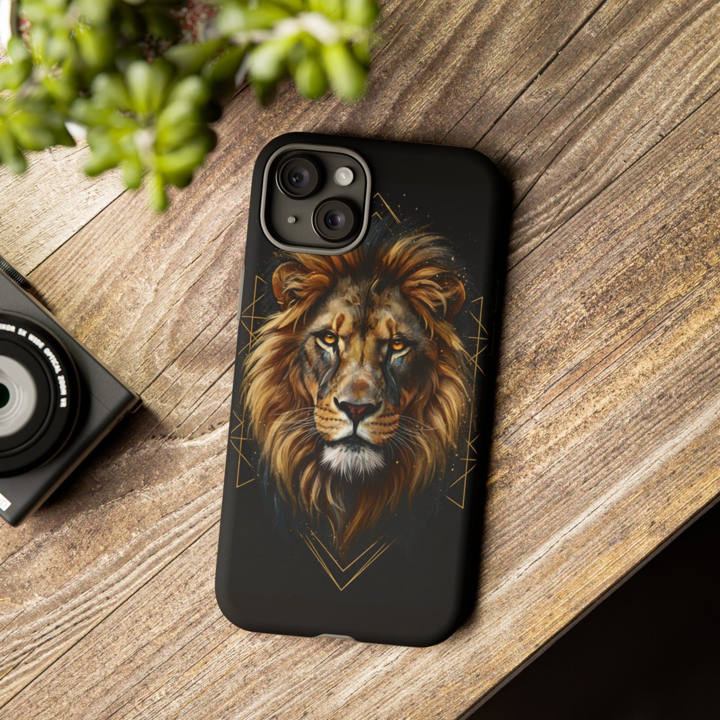 Majestic Lion Phone Case – Black Gold Luxury Lion Art Tough Protective Case