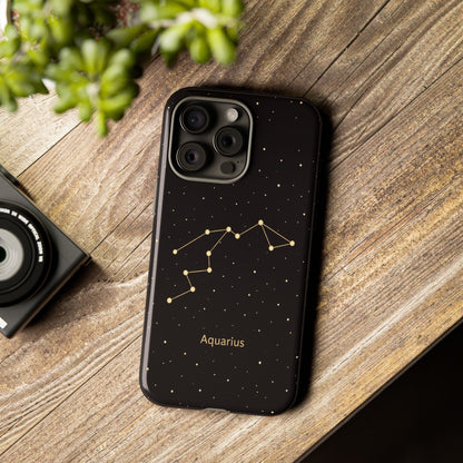 Aquarius Zodiac Constellation Phone Case – Luxe Gold Celestial Cover